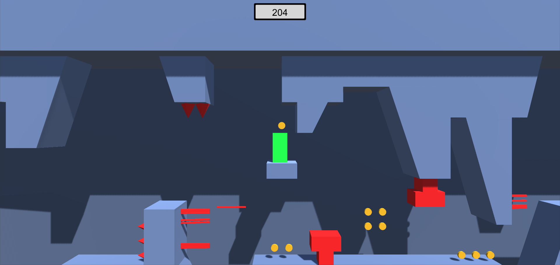 Ein fortgeschrittener Gameplay-Abschnitt mit erhöhter Hindernisanzahl.