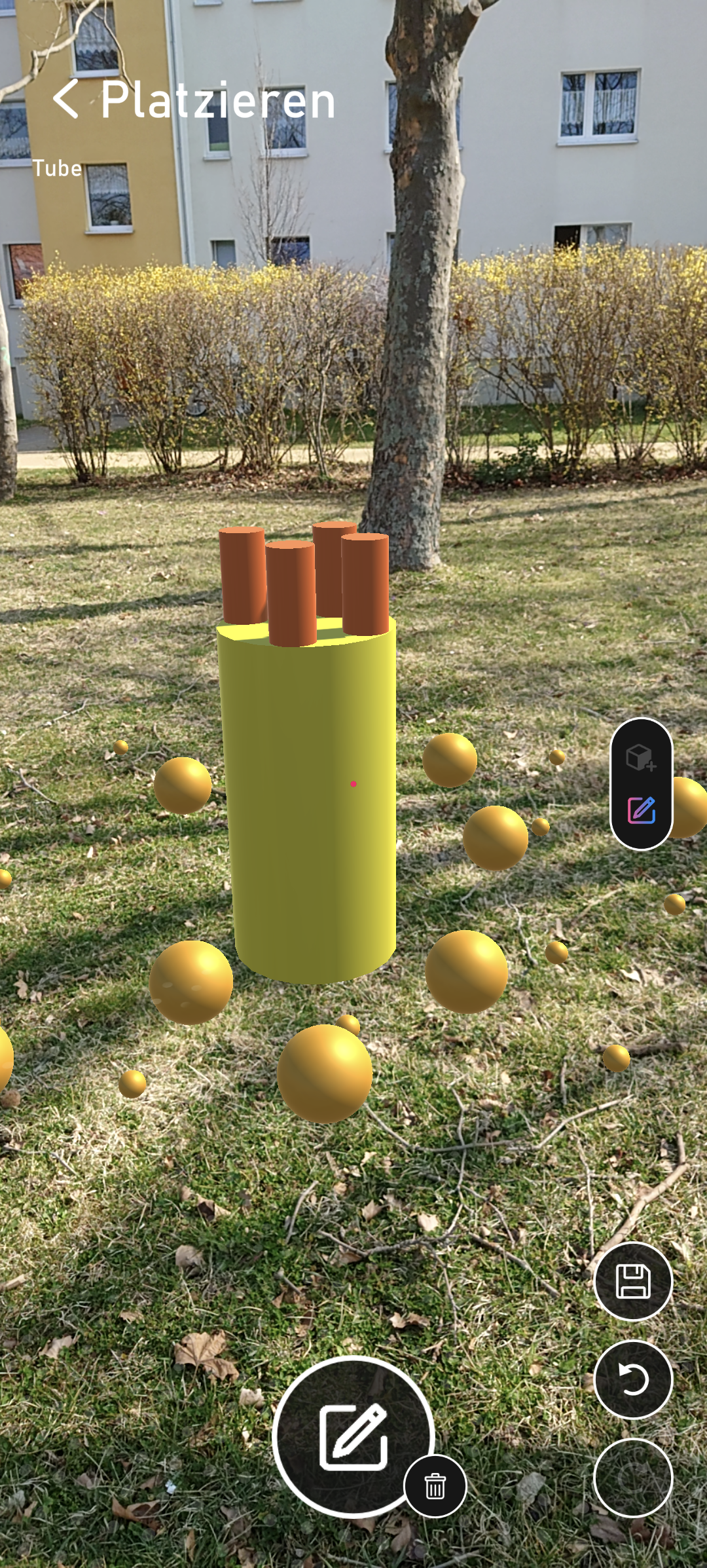 Ein erstelltes AR-Objekt wird bearbeitetr.