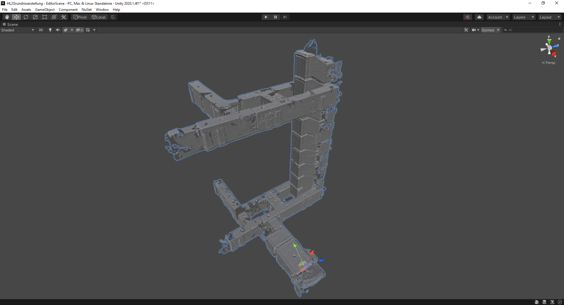 Ein aus der Anwendung exportiertes Umgebungsmesh mehrerer Räume.