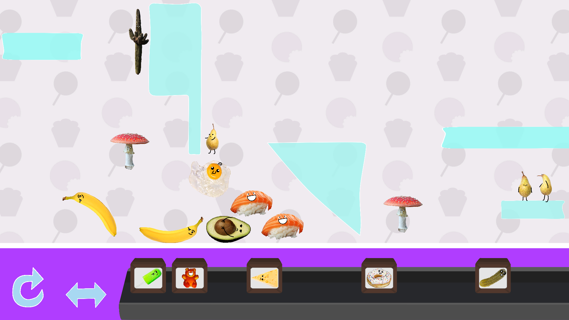 Gameplay eines schweren Levels, welches zur Hälfte abgeschlossen ist.