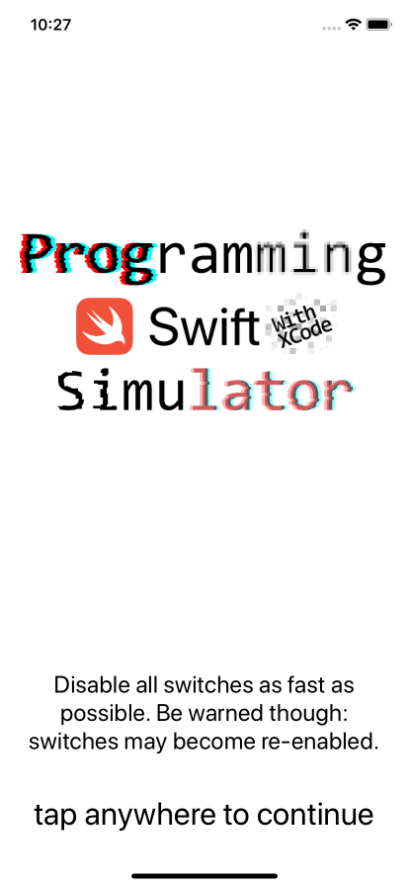 Der Startbildschirm der App mit ihrem Logo und Hinweisen zum Spielablauf.
