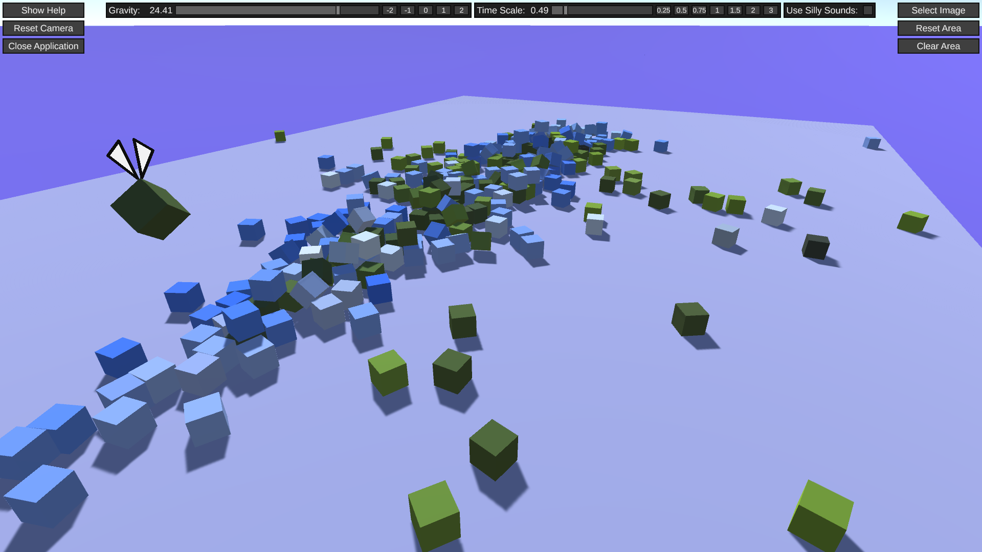 Über den Boden verteilte Voxel eines zerstörten Bildes.